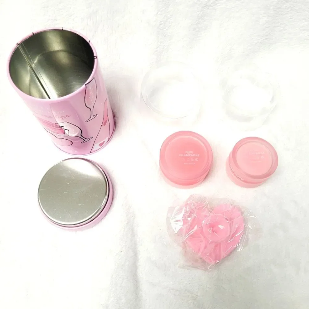 NCLA Beauty Pink Champagne Lip Treatment Trio Set Sugar Scrub Balm Scrubber New